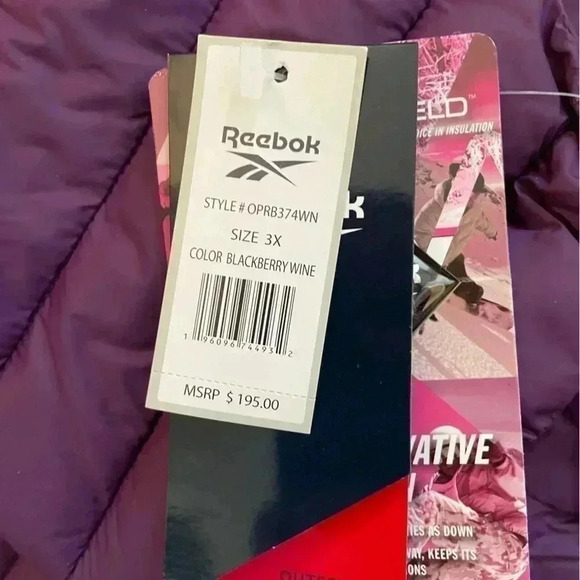 Reebok Women's Midweight Purple Puffer Coat sz 3 X - Picture 4 of 10